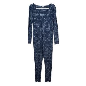 Free People Intimately Home Alone Long John Pajamas Deep Navy Size Medium
